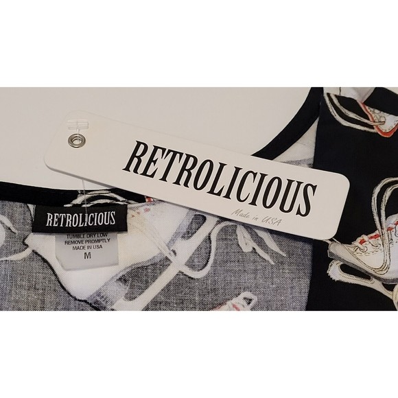 MODCLOTH RETROLICIOUS Vintage Style Medium ICE SKATES DRESS Black/White/Red NWT - Picture 7 of 12